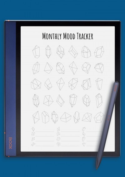 Monthly Mood Tracker - Crystals Template for BOOX Note