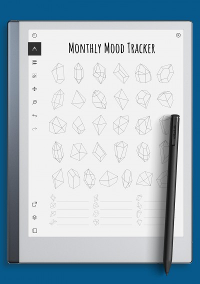 reMarkable Monthly Mood Tracker Template - Crystals