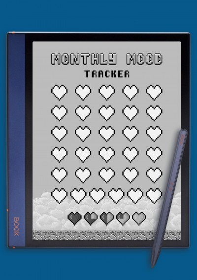 Monthly Mood Tracker Template - Hearts for BOOX Note