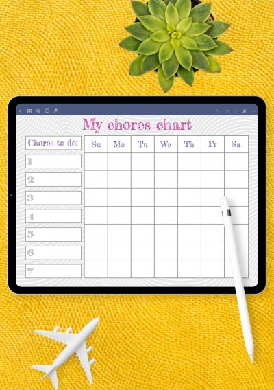 Horizontal My Chores Chart Template for iPad