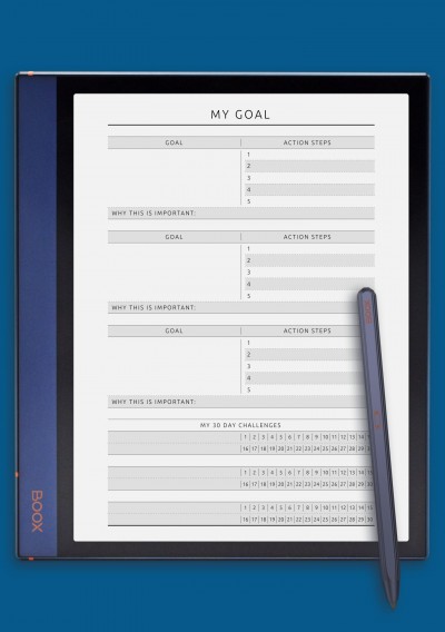 My Goal &amp; Action Steps template for BOOX Note