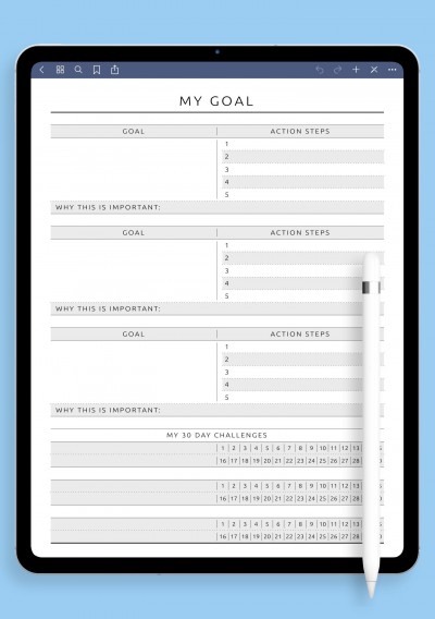 iPad Template My Goal & Action Steps 