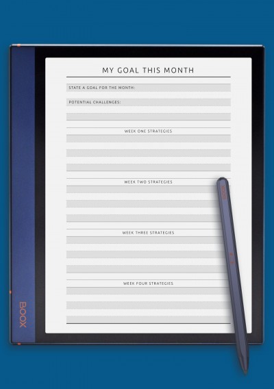My Goal This Month with Weekly Strategies template for BOOX Note