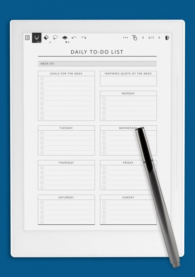 My Goals This Week Template for Supernote