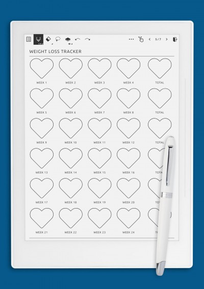 My Heartfelt Weight Loss Tracker template for Supernote