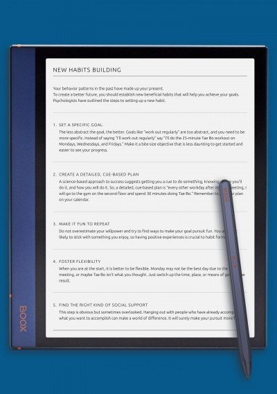 New Habits Building Template for BOOX Note