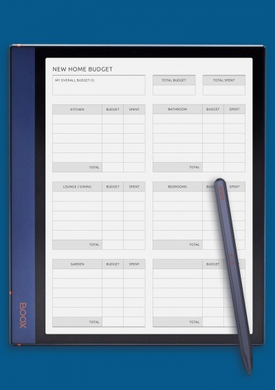 New Home Budget Template for BOOX Note Air