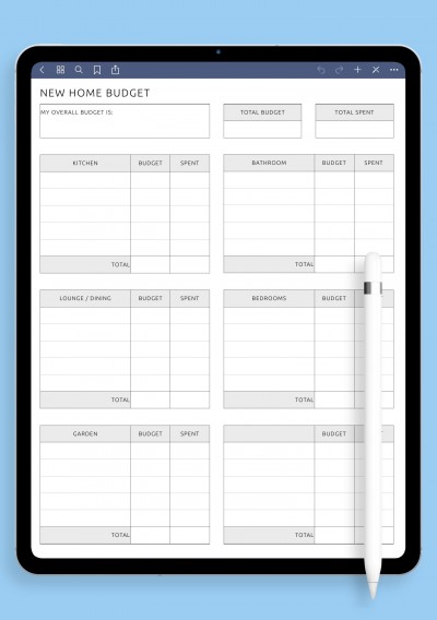 New Home Budget template for GoodNotes