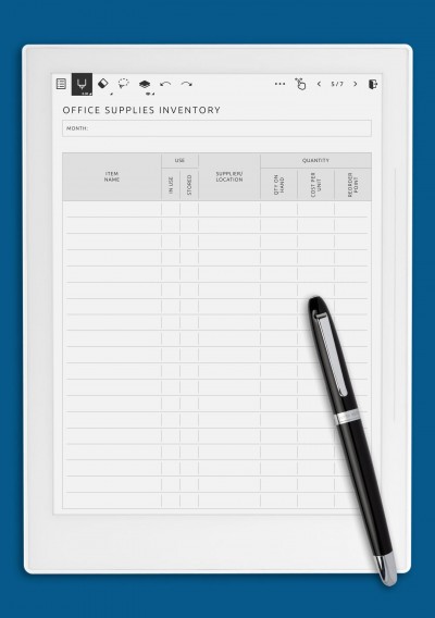 Office Supplies Inventory Template for Supernote