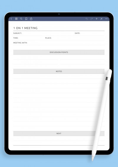 One-by-One Meeting Notes Template for GoodNotes