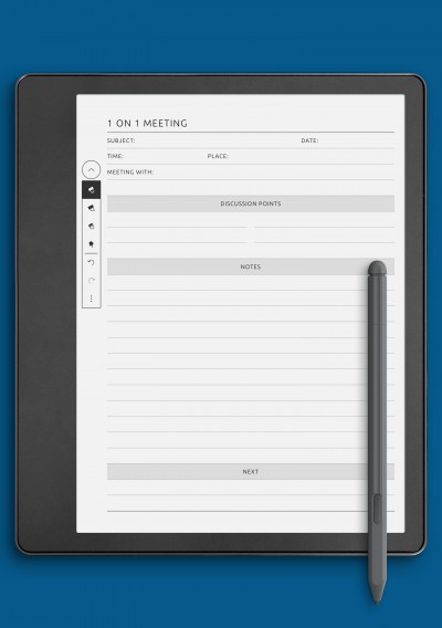 One-by-One Meeting Notes Template for Kindle Scribe