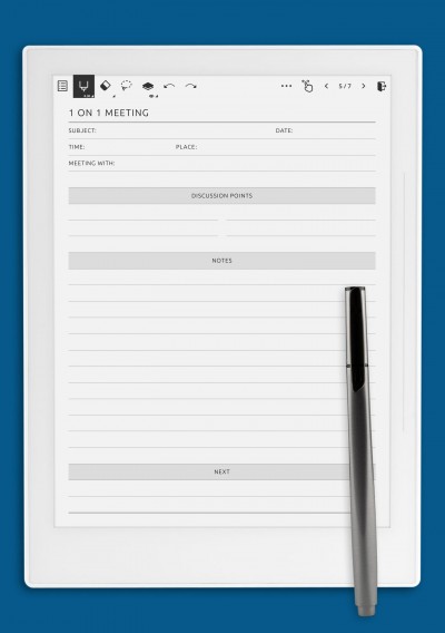 One-by-One Meeting Notes Template for Supernote