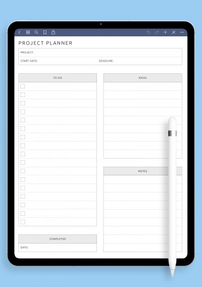Notability One Page Project Planner Template