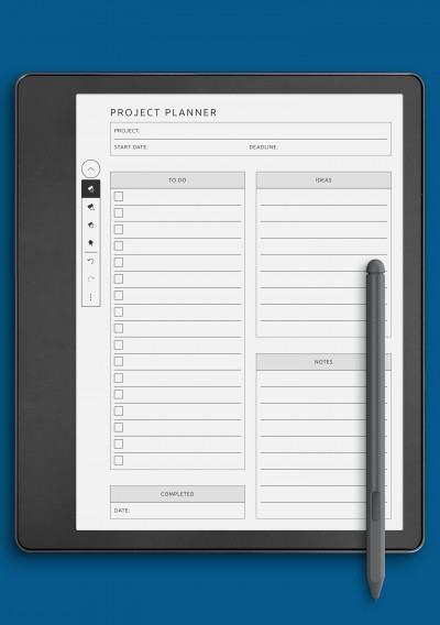 One Page Project Planner Template for Kindle Scribe