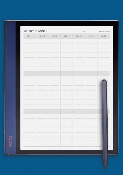 One-Page Weekly Vertical Planner template for BOOX Note