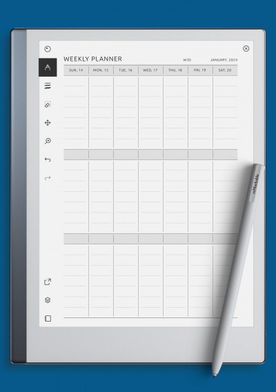 reMarkable One-Page Weekly Vertical Planner Template