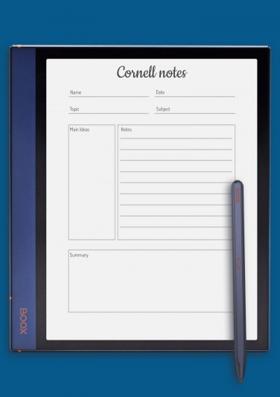 Original Cornell Notes Template for BOOX Note