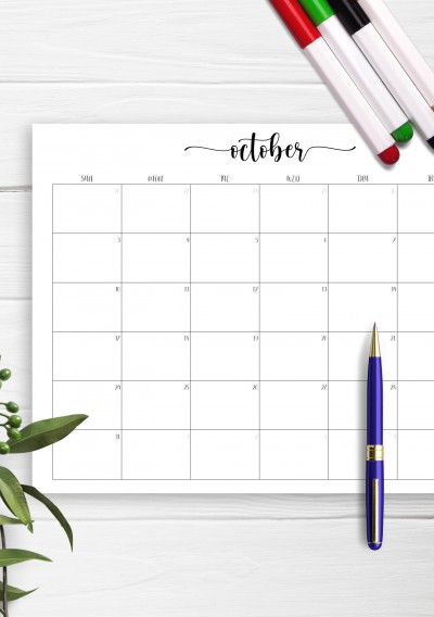 Download Printable Original Monthly Calendar PDF