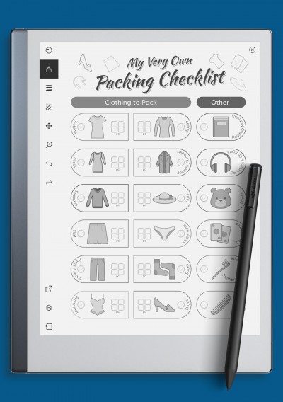 reMarkable Packing Checklist for Girl Template