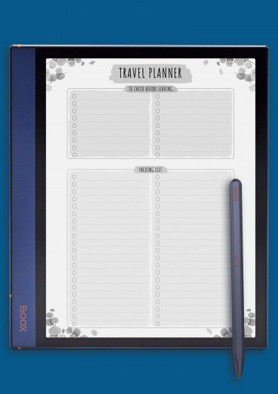 Packing List - Floral Style Template for BOOX Note