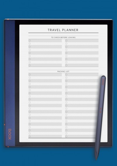 Packing List - Original Style Template for BOOX Note