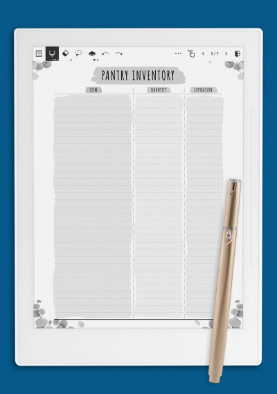 Pantry Inventory - Floral Style template for Supernote