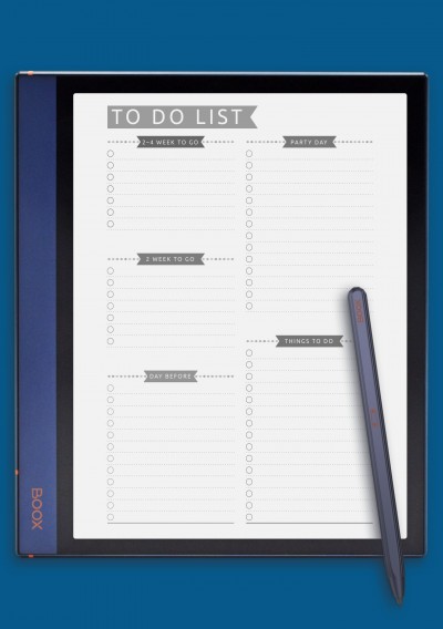 Party To Do List - Casual Style Template for BOOX Note