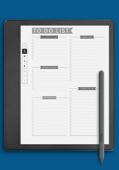 Party To Do List - Casual Style Template for Kindle Scribe