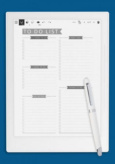 Party To Do List - Casual Style Template for Supernote