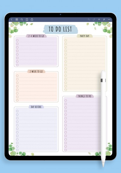Party To Do List Template - Floral Style for Notability