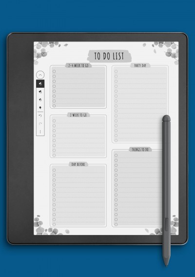 Party To Do List - Floral Style Template for Kindle Scribe