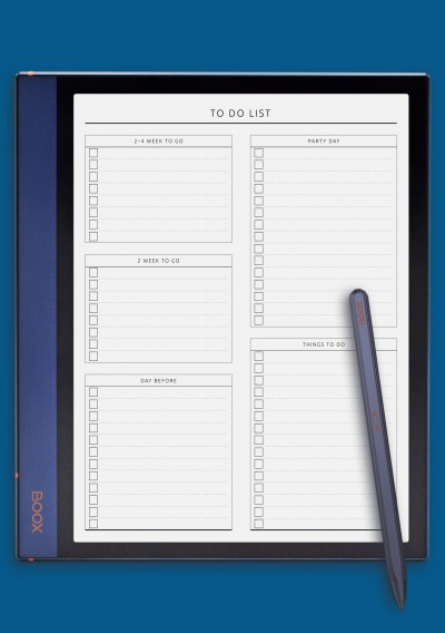 Party To Do List - Original Style Template for BOOX Note
