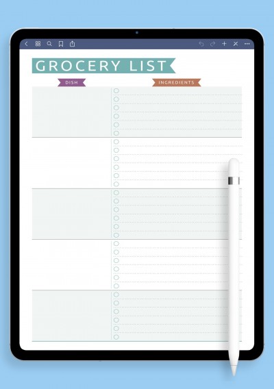 Party Grocery List - Casual Style Template for iPad Pro