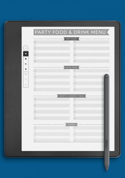 Party Menu - Casual Style Template for Kindle Scribe