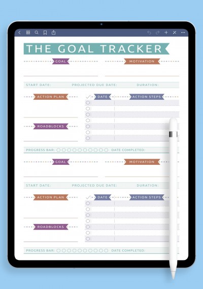 Notability Personal Goal Tracker Template - Casual Style