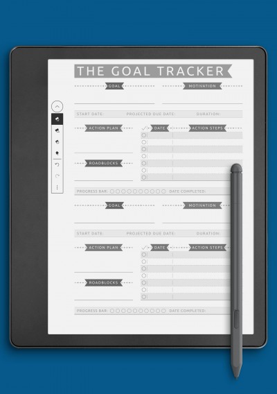 Personal Goal Tracker - Casual Style Template for Kindle Scribe