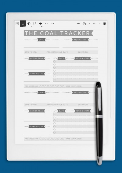Supernote Personal Goal Tracker - Casual Style Template
