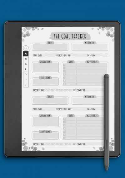 Personal Goal Tracker - Floral Style Template for Kindle Scribe