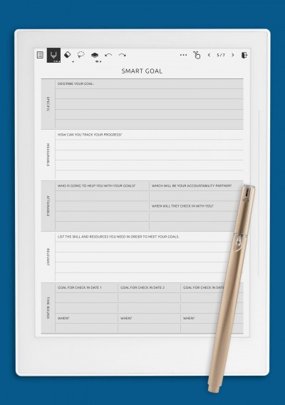 Personal SMART Goal Template for Supernote A5X
