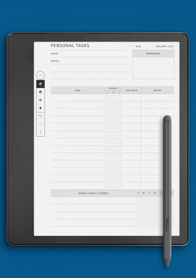 Personal Tasks Template for Kindle Scribe