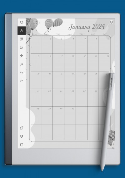 Grey Monthly Birthday Calendar for reMarkable