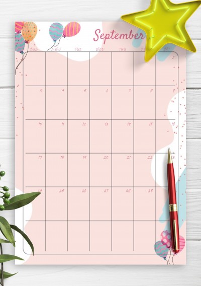 Download Pink Monthly Birthday Calendar - Printable PDF