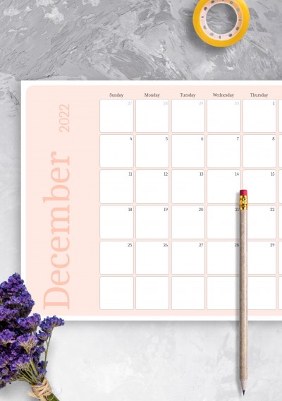Download Pink Monthly Calendar - Printable PDF