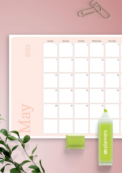 Download Pink Monthly Calendar - Printable PDF