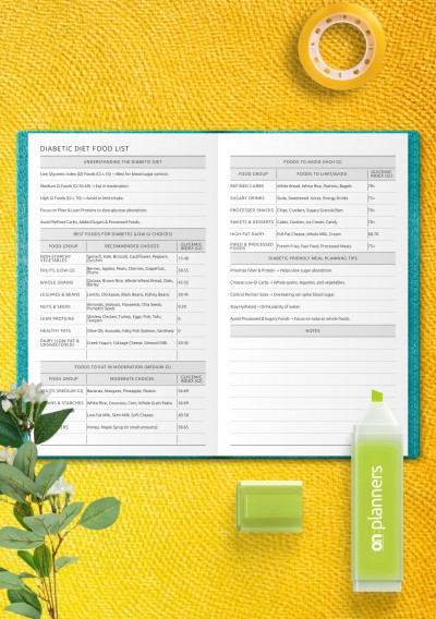 TN Printable Diabetic Diet Food List & Meal Tips