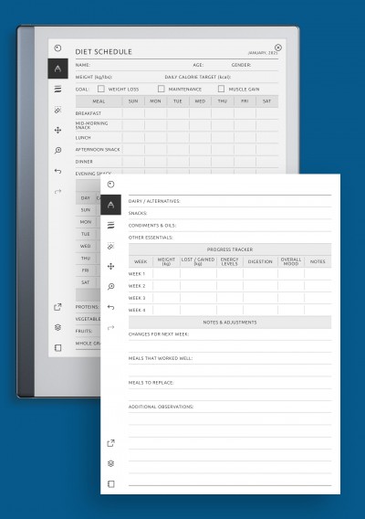 reMarkable Printable Diet Planner with Meal Schedule, Calories &amp; Macros