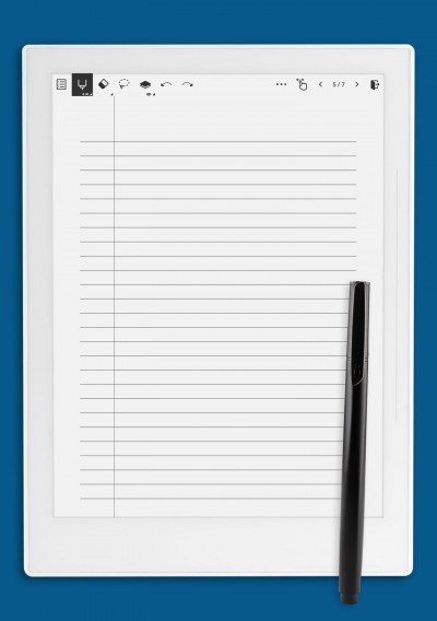 Printable Lined Paper - College Ruled 7.1mm blue template for Supernote