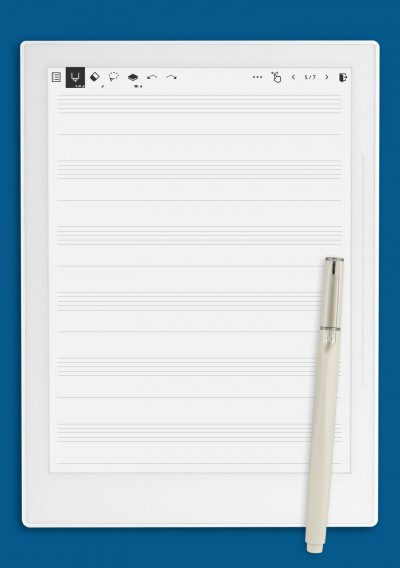 Printable Staff Paper with Lyrics Line template for Supernote
