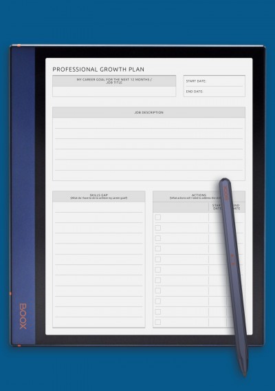 Professional Growth Plan Template for BOOX Note Air