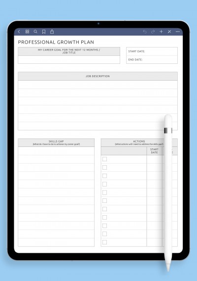 iPad Pro Template Professional Growth Plan
